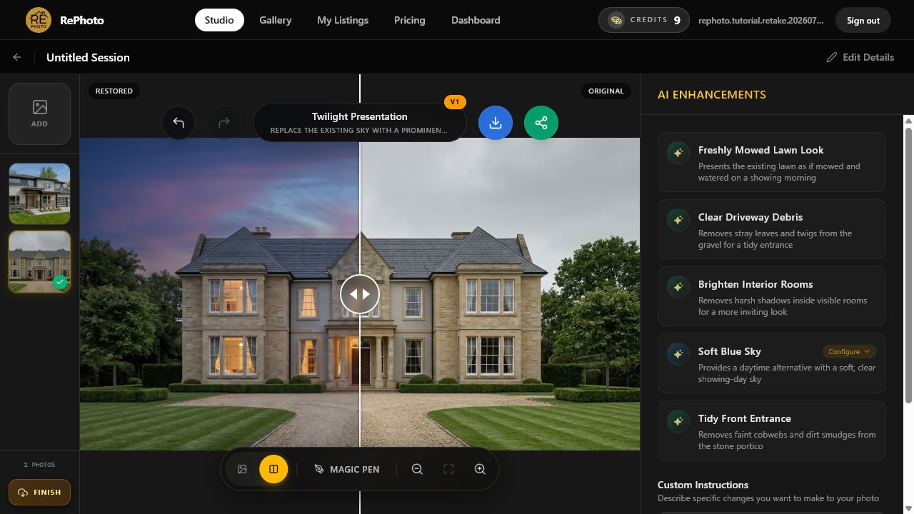 How to Turn a Daytime Real Estate Photo Into Dusk (Step by Step)