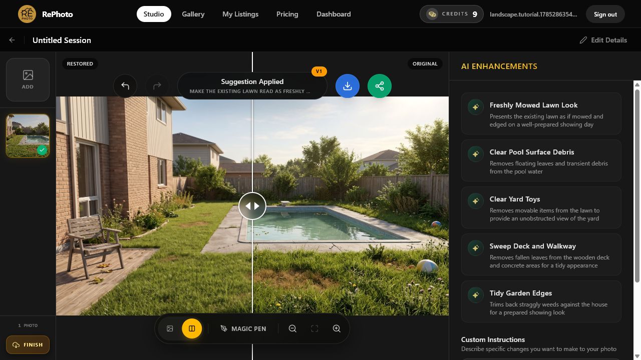 How to Fix an Overgrown Lawn in a Real Estate Photo (6 Steps)