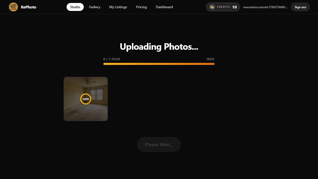 Dated empty room photo uploading to RePhoto Studio